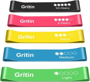 Gritin Resistance Bands, Set of 5 Skin-Friendly Resistance Exercise Band